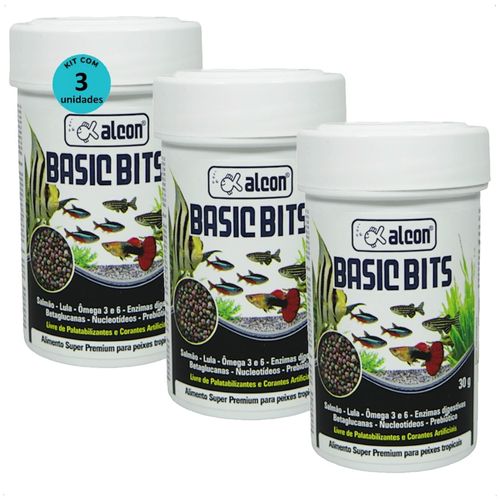 ALCON BASIC BITS 30G PARA PEIXES TROPICAIS KIT COM 3