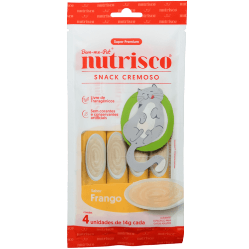 SNACK CREMOSO NUTRISCO GATOS ADULTOS 14G FRANGO COM 4 UN