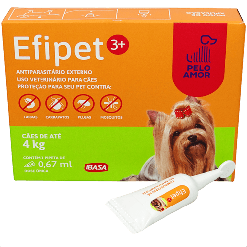 EFIPET 3+ 0,67ML ANTIPULGA E CARRAPATO PARA CÃES ATÉ 4KG IBASA