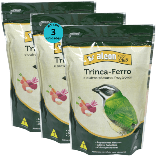 ALCON ECO CLUB TRINCA-FERRO 300G KIT COM 3 ALCON ECO CLUB TRINCA-FERRO E OUTROS PÁSSAROS FRUGÍVOROS 300G KIT COM 3
