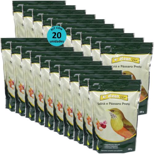 ALCON ECO CLUB SABIÁ E PÁSSARO PRETO 300G KIT COM 20 RAÇÃO PARA PÁSSAROS