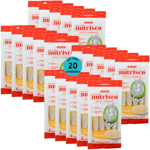SNACK CREMOSO NUTRISCO GATOS ADULTOS 14G FRANGO COM 4 UN - KIT COM 20