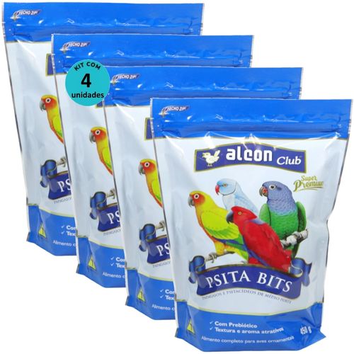 ALCON CLUB PSITA BITS 450G SUPER PREMIUM KIT COM 4 RAÇÃO PARA AVES