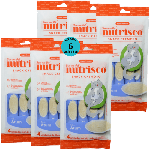 SNACK CREMOSO NUTRISCO GATOS ADULTOS 14G ATUM COM 4 UN - KIT COM 6 SNACK CREMOSO NUTRISCO GATOS ADULTOS 14G ATUM COM 4 UN - KIT COM 6