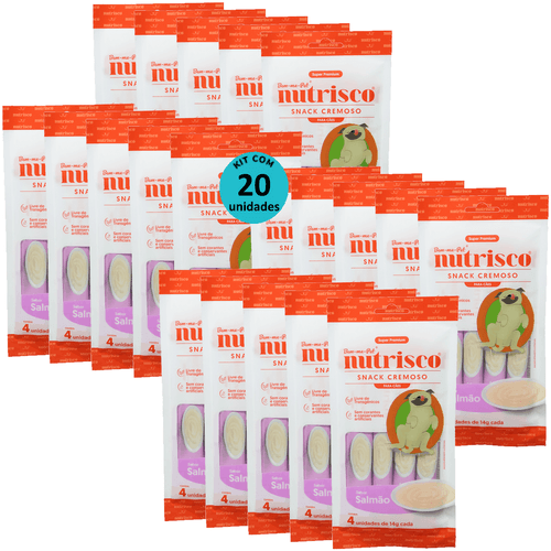 SNACK CREMOSO NUTRISCO CÃES 14G SALMÃO COM 4 UN - KIT COM 20