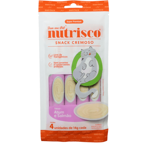 SNACK CREMOSO NUTRISCO GATOS ADULTOS 14G ATUM E SALMÃO COM 4 UN SNACK CREMOSO NUTRISCO GATOS ADULTOS 14G ATUM E SALMÃO COM 4 UN