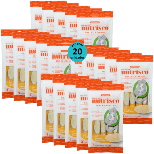 SNACK CREMOSO NUTRISCO GATOS 14G FRANGO E CARANGUEJO COM 4 UN - KIT COM 20