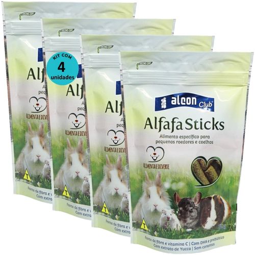 ALCON CLUB ALFAFA STICKS 70G KIT COM 4 PARA ROEDORES HAMSTER CHINCHILA PORQUINHO DA ÍNDIA GERBIL COELHO TOPOLINO