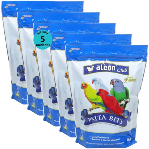 ALCON CLUB PSITA BITS 450G SUPER PREMIUM KIT COM 5 RAÇÃO PARA AVES