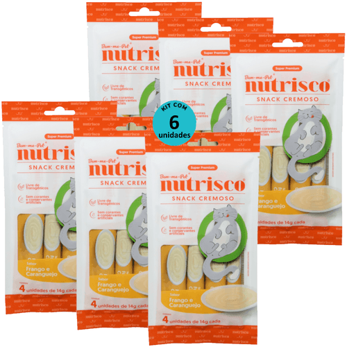 SNACK CREMOSO NUTRISCO GATOS 14G FRANGO E CARANGUEJO COM 4 UN - KIT COM 6 SNACK CREMOSO NUTRISCO GATOS 14G FRANGO E CARANGUEJO COM 4 UN - KIT COM 6