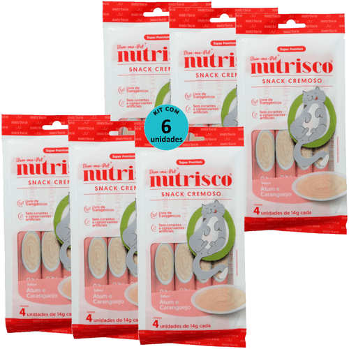 SNACK CREMOSO NUTRISCO GATOS 14G ATUM E CARANGUEJO COM 4 UN - KIT COM 6 SNACK CREMOSO NUTRISCO GATOS 14G ATUM E CARANGUEJO COM 4 UN - KIT COM 6