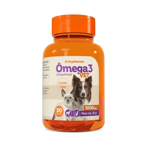 ÔMEGA 3 VET 1000MG COM 30 CÁPSULAS PARA CÃES E GATOS