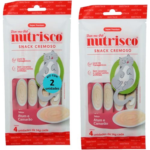 SNACK CREMOSO NUTRISCO GATOS 14G ATUM E CAMARÃO COM 4 UN - KIT COM 2 SNACK CREMOSO NUTRISCO GATOS 14G ATUM E CAMARÃO COM 4 UN - KIT COM 2