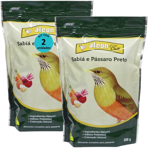 ALCON ECO CLUB SABIÁ E PÁSSARO PRETO 300G KIT COM 2 ALCON ECO CLUB SABIÁ E PÁSSARO PRETO 300G  KIT COM 2 RAÇÃO PARA PÁSSAROS
