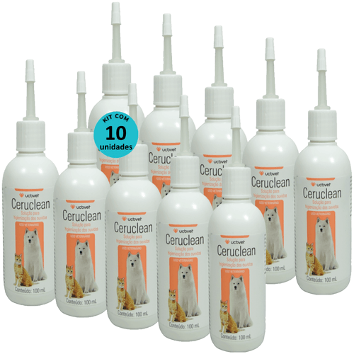 Ceruclean 100ml Solução Para Higienização dos Ouvidos Para Cães e Gatos Kit Com 10 Ceruclean 100ml Solução Para Higienização dos Ouvidos Para Cães e Gatos Kit Com 10