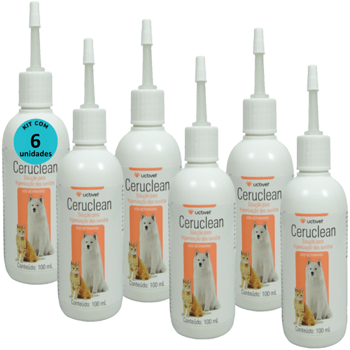 Ceruclean 100ml Solução Para Higienização dos Ouvidos Para Cães e Gatos Kit Com 6