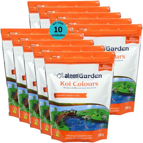ALCON GARDEN KOI COLOURS 300G RAÇÃO PARA PEIXES KIT COM 10