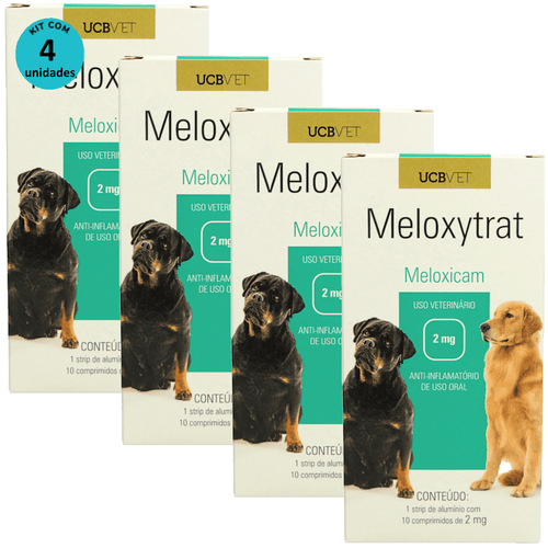 Meloxytrat 2mg C/ 10 comprimidos UCBVET Kit com 4