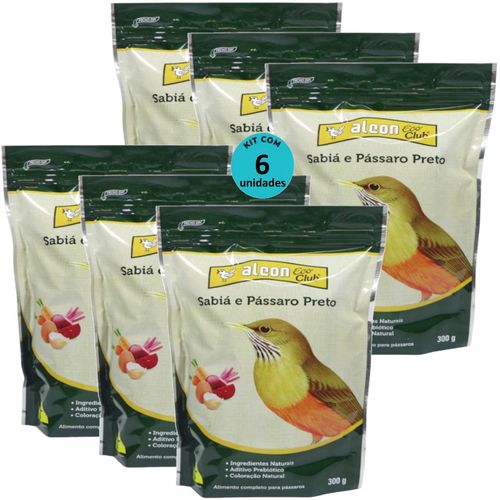ALCON ECO CLUB SABIÁ E PÁSSARO PRETO 300G KIT COM 6 RAÇÃO PARA PÁSSAROS