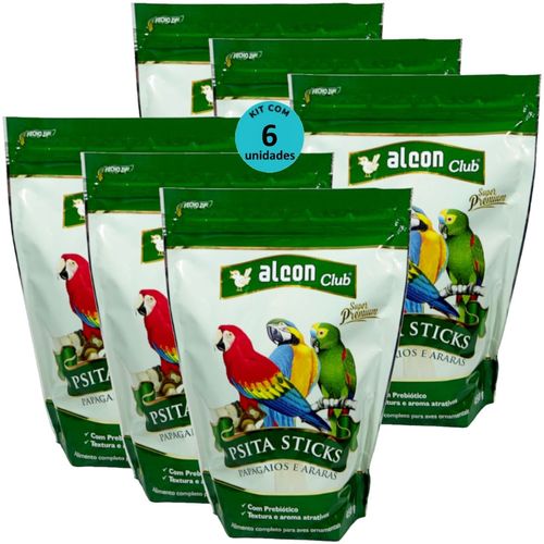 ALCON CLUB PSITA STICKS 450G SUPER PREMIUM KIT COM 6 PARA PAPAGAIOS E ARARAS