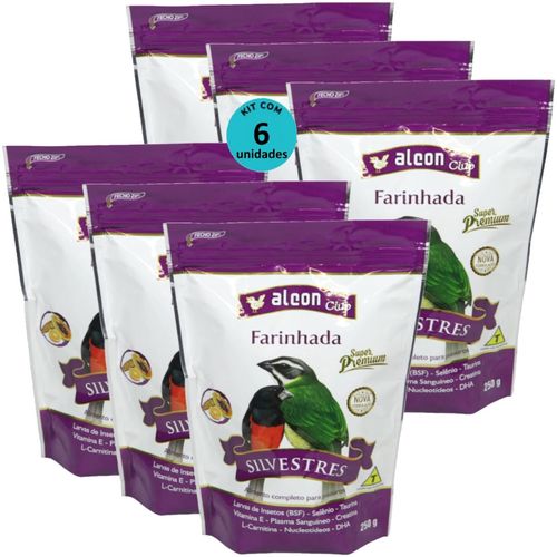 ALCON CLUB FARINHADA SILVESTRES 250G SUPER PREMIUM KIT COM 6 PARA AZULÃO, BICUDO, COLEIRO, CABOCLINHO, CURIÓ, PÁSSARO-PRETO, SABIÁ, TRINCA-FERRO ALCON CLUB FARINHADA SILVESTRES 250G SUPER PREMIUM KIT COM 6 PARA AZULÃO, BICUDO, COLEIRO, CABOCLINHO, CURIÓ, PÁSSARO-PRETO, SABIÁ, TRINCA-FERRO