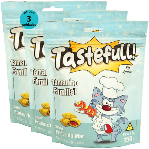 Hana Tastefull Nuggets Para Gatos Frutos do Mar 150g Kit 3 un