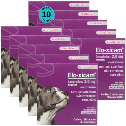 Elo-xicam 2,0mg Com 10 Comprimidos Para Cães Chemitec Kit Com 10 Elo-xicam 2,0mg Com 10 Comprimidos Para Cães Chemitec Kit Com 10