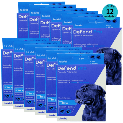 Defend Pro Cães Acima 40kg Kit com 12 unidades Biovet