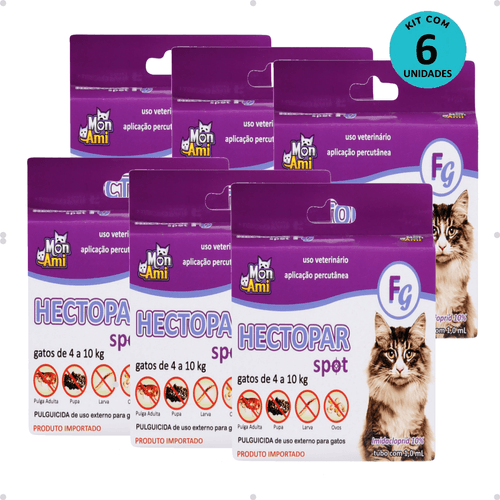 Kit 6 Antipulgas Hectopar Mon Ami 1ml - Gatos de 4 a 10kg
