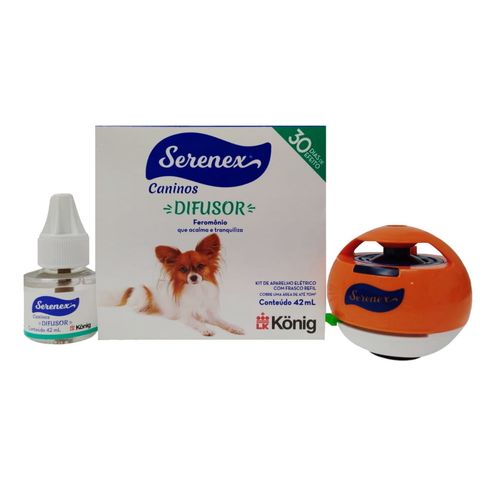 Serenex Difusor - Aparelho Elétrico + Refil 42ml P/ Cães - Konig Serenex Difusor - Aparelho Elétrico + Refil 42ml P/ Cães - Konig