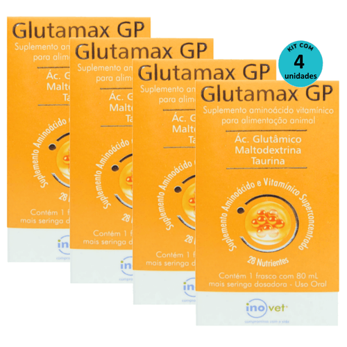 Kit 4 Glutamax GP Suplemento P/ Animais 80ml- Inovet
