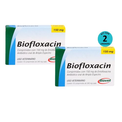 Kit 2 Biofloxacin 150mg c/ 10 Comprimidos- Biovet Kit 2 Biofloxacin 150mg c/ 10 Comprimidos- Biovet