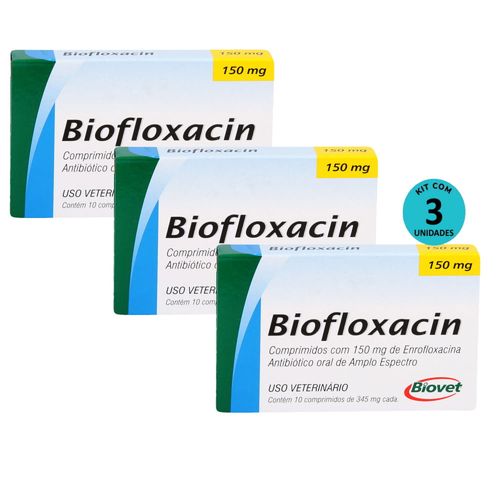 Kit 3 Biofloxacin 150mg C/ 10 Comprimidos- Biovet