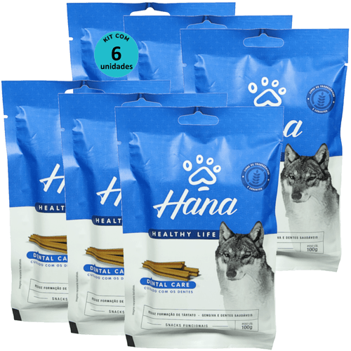 Kit 6 Snacks Hana Healthy Life Dental Care- Cuidado C/ os Dentes- P/ Cães Adultos- 100g Kit 6 Snacks Hana Healthy Life Dental Care- Cuidado C/ os Dentes- P/ Cães Adultos- 100g