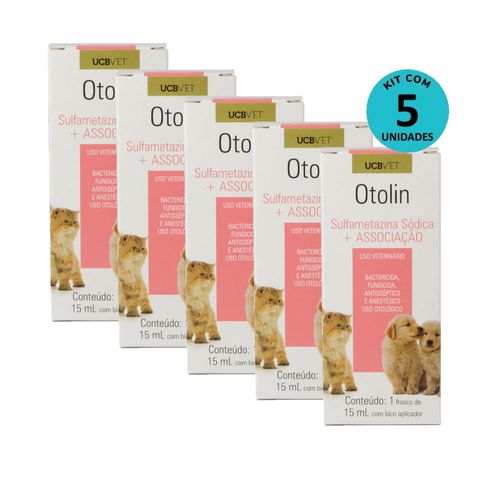 Kit Otolin UCBVET 15ml C/ 5 unidades