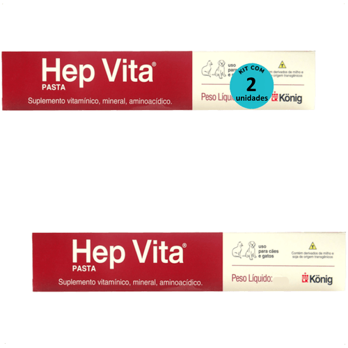 SUPLEMENTO ALIMENTAR PARA CÃES E GATOS HEP VITA 15G KONIG KIT COM 2