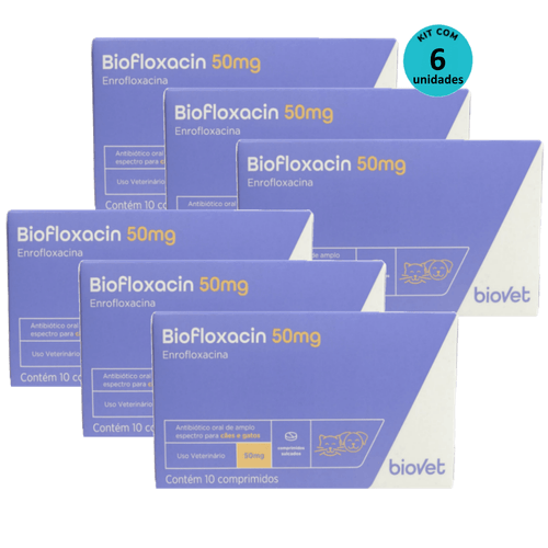 Kit 6 Biofloxacin 50mg C/ 10 Comprimidos- Biovet