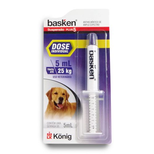 Vermífugo Basken Suspensão Plus 5 könig 5ml Vermífugo Basken Suspensão Plus 5 könig 5ml