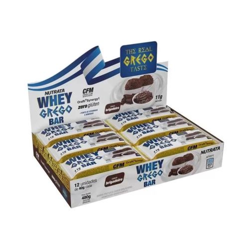 Whey Grego Bar Caixa com 12 Unidades (480g) - Sabor: Brigadeiro Whey Grego Bar Caixa com 12 Unidades (480g) - Sabor: Brigadeiro