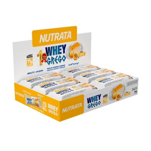 Whey Grego Bar Caixa com 12 Unidades (480g) - Sabor: Mousse de Maracujá