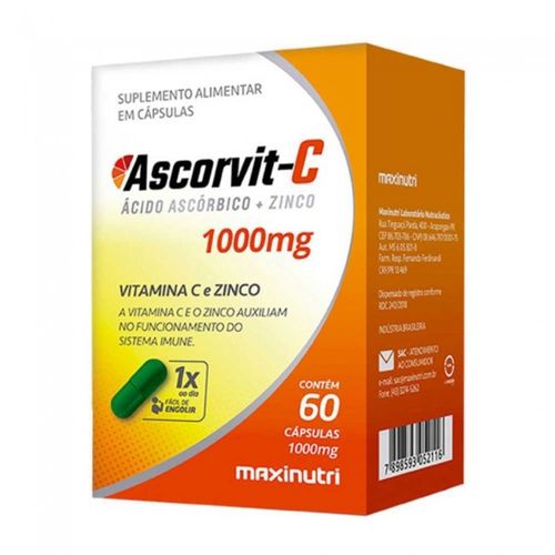 Ascorvit-C 1000mg (60 caps) - Padrão: Único Ascorvit-C 1000mg (60 caps) - Padrão: Único