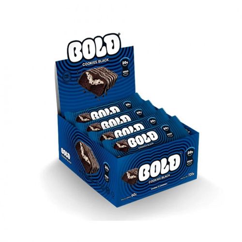 Bold Bar Display (12 unid de 60g) - Sabor: Cookies Black. Bold Bar Display (12 unid de 60g) - Sabor: Cookies Black.