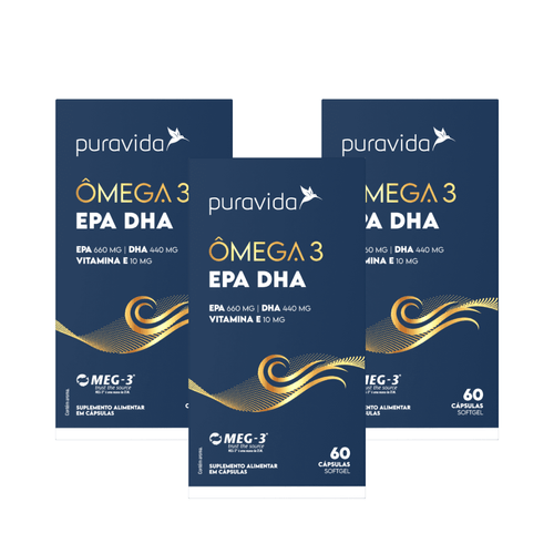 Kit 3 Ômega 3 Epa E Dha Vitamina Puravida Sem Sabor