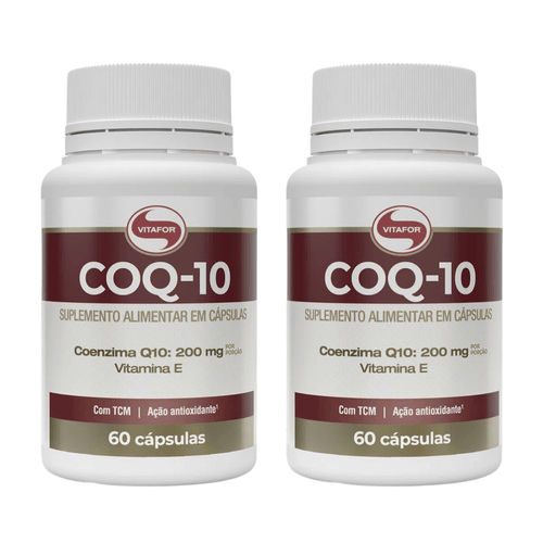 Kit 2 Coenzima Q10 200mg Vitamina E TCM Antioxidante 60 Caps Vitafor