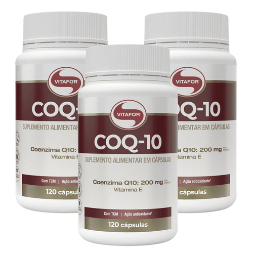 Kit 3 Coenzima Q10 200mg Vitamina E TCM Antioxidante 120 Caps Vitafor