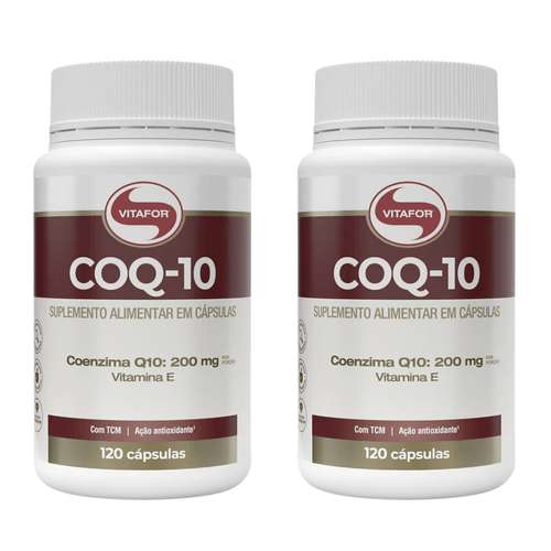 Kit 2 Coenzima Q10 200mg Vitamina E TCM Antioxidante 120 Caps Vitafor
