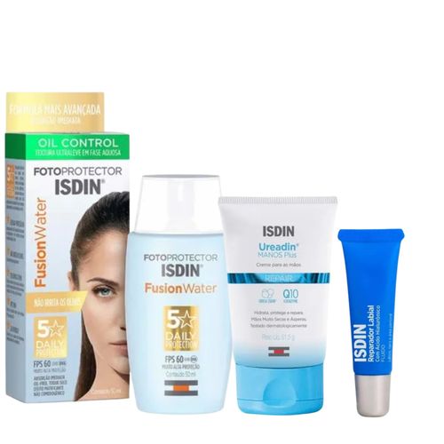 Kit Protetor Facial Isdin Fusion FPS60 + Ureadin Mãos + Reparador Labial Isdin Kit Protetor Facial Isdin Fusion FPS60 + Ureadin Mãos + Reparador Labial Isdin