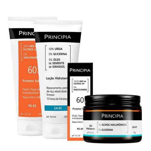 Kit-Principia-Protetor-Solar-FPS-60-Ps-03-200ml--Protetor-Solar-Facial-FPS-60-PS-01-40ml--Hidratante-GH-01-50g--Hidratante-Lh-01-200ml