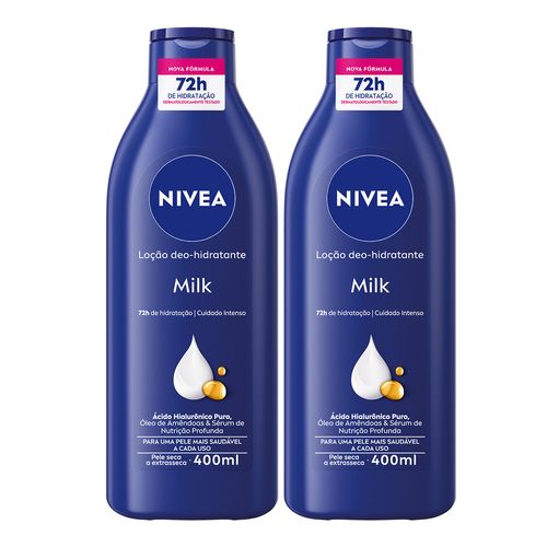 Kit Loção Hidratante Nivea Milk Pele Seca A Extrasseca 2 Unidades De 400Ml