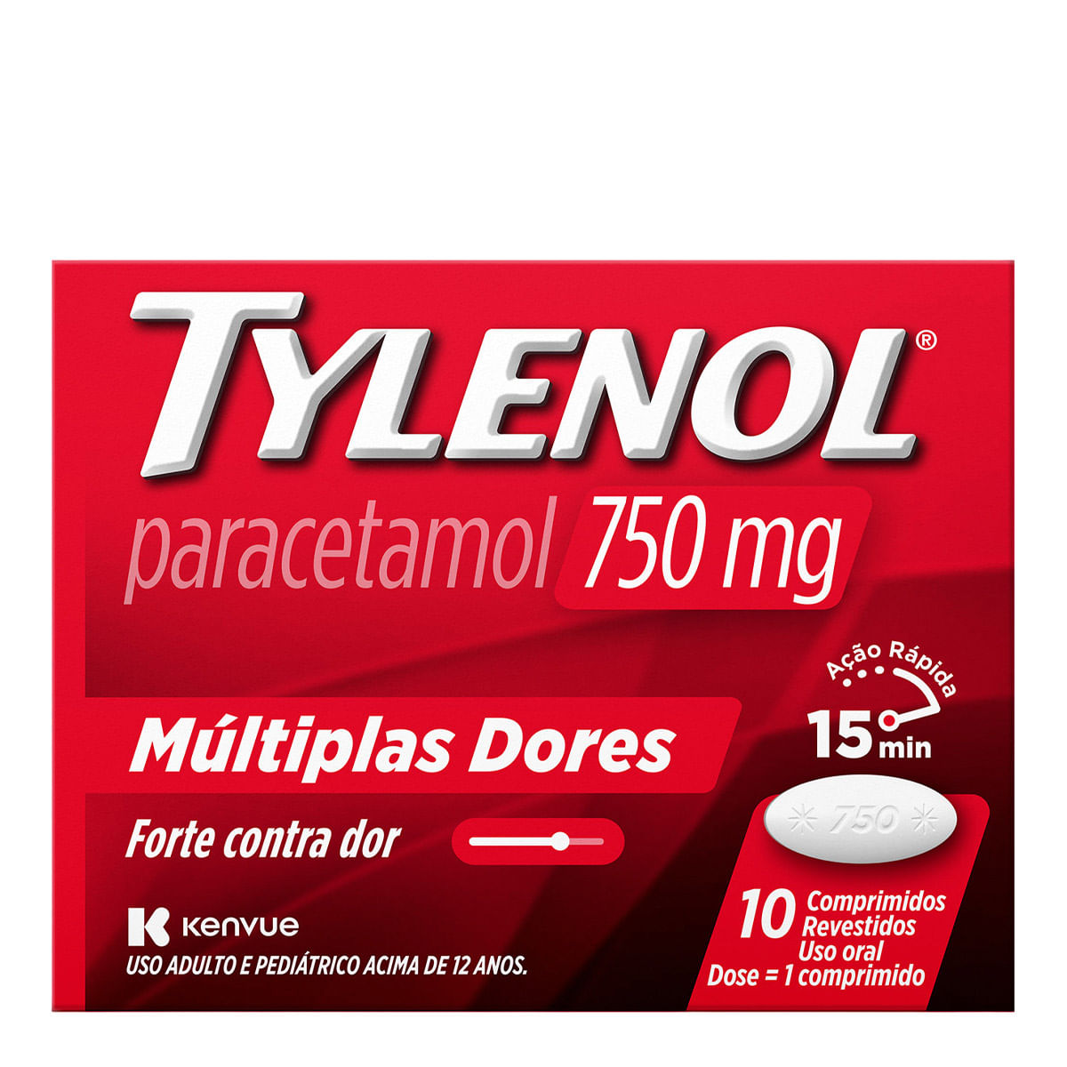 Analgésico Tylenol 750mg 10 Comprimidos